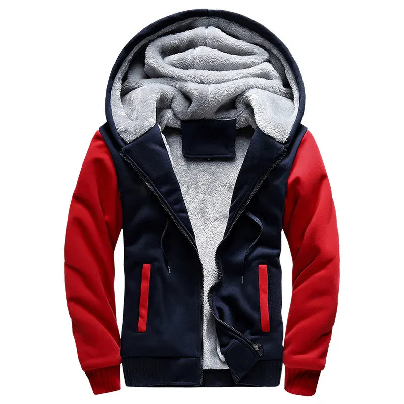 KissICON Navy Blue Red / XXL Mens Camo Thicken Fleece Lined Winter Streetwear Jacket