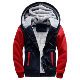 KissICON Navy Blue Red / XXL Mens Camo Thicken Fleece Lined Winter Streetwear Jacket