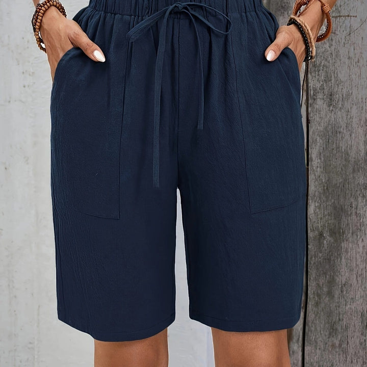 Chic Plus Size Drawstring Shorts Versatile Vacation  Everyday Style