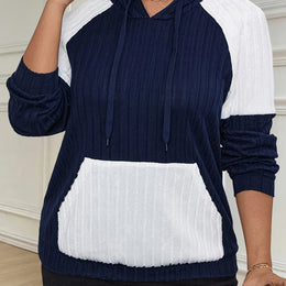 jkthpu-45 Navy Blue / UK 16 Plus Size, Women's Oversized Hoodie - Navy &