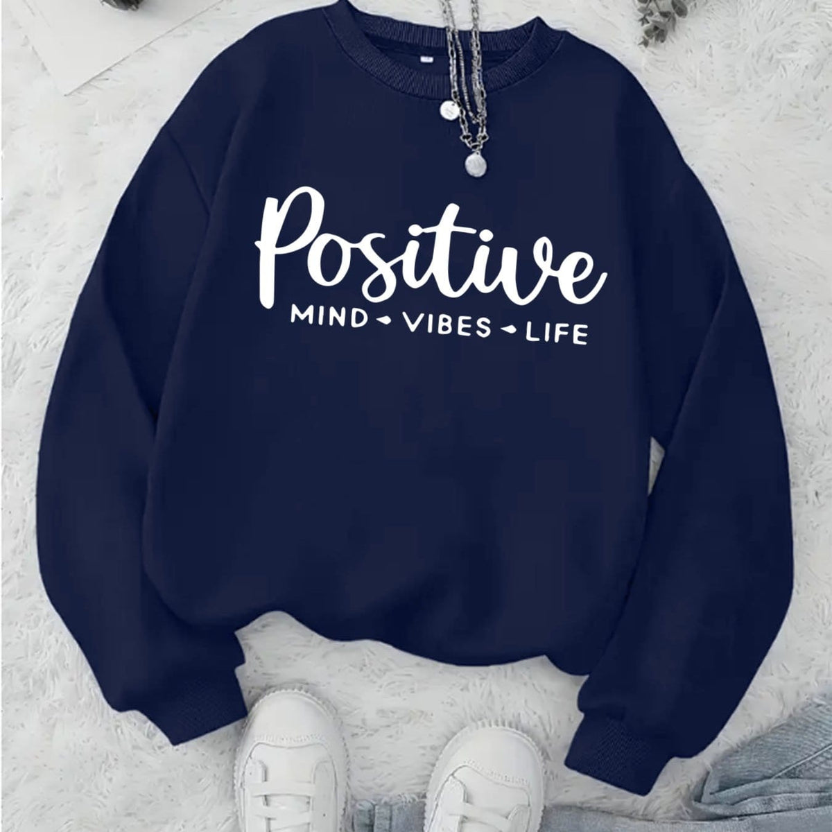 jkthpu-45 Navy Blue / UK 16 Plus Size, Women's Oversized Red Hoodie with Positive