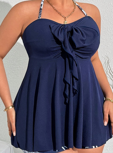 KissICON Navy Blue / UK 16 Unyooke Curve Floral Tankini – Full Coverage