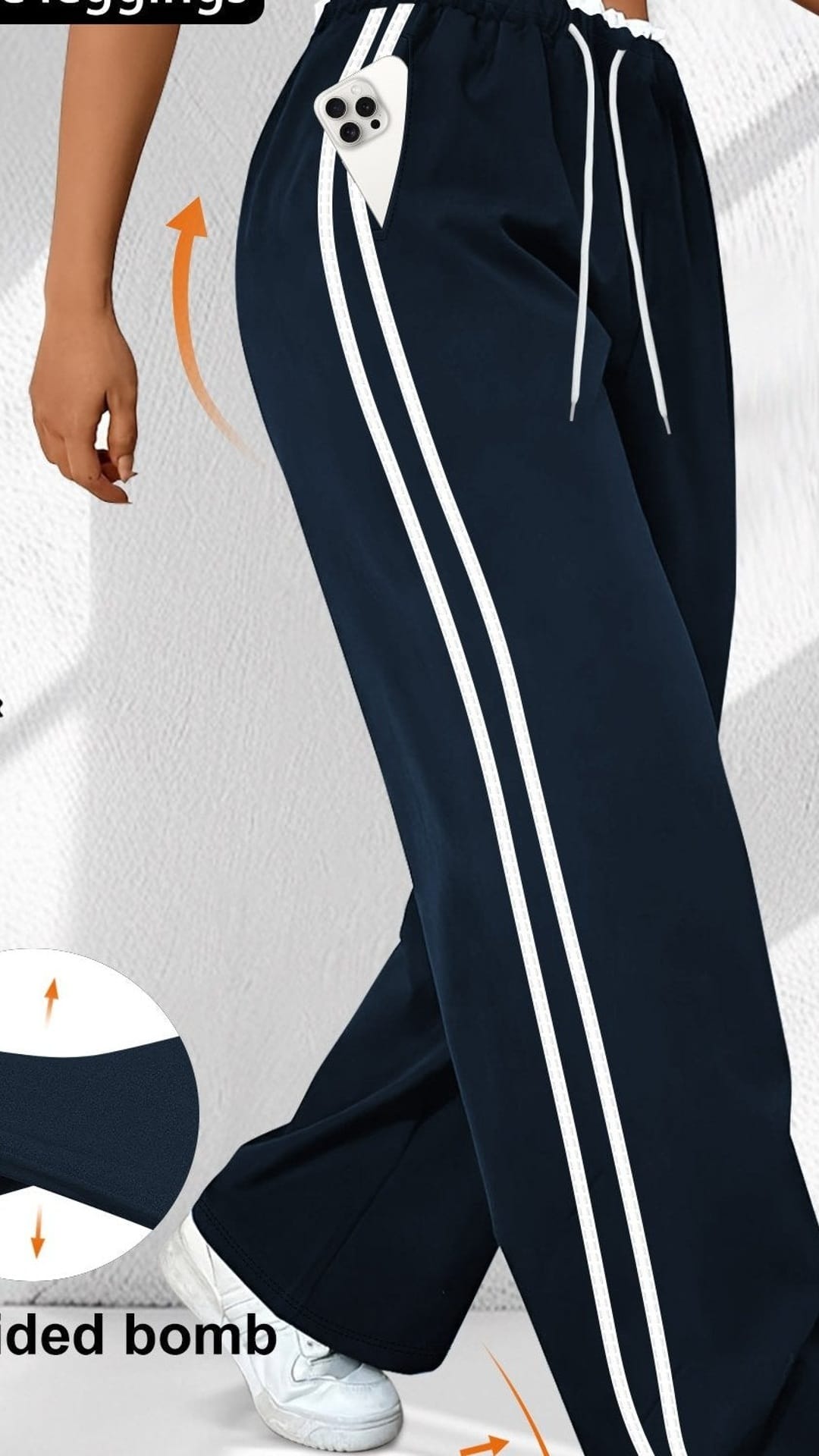 jkthpu-45 Navy Blue / UK 18 Plus Size HighWaisted Stretchy Joggers Maroon  White