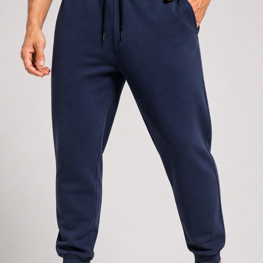KissICON Navy Blue / XL 1-Pc Men’s Fleece Jogger Tracksuit Bottoms Elastic Waist Sweatpants Soft Warm Casual Sports Trousers for Gym Running Walking Travel