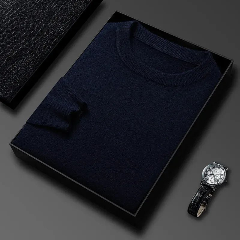 KissICON Navy Blue / XL / China Mainland 2025 Diamond Knit Round Neck Mens Casual Fashion Sweater