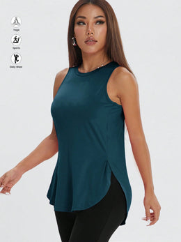 ZW Sports Apparel Navy Blue / XS Casual Loose Side Slit Sleeveless Pullover Workout Top