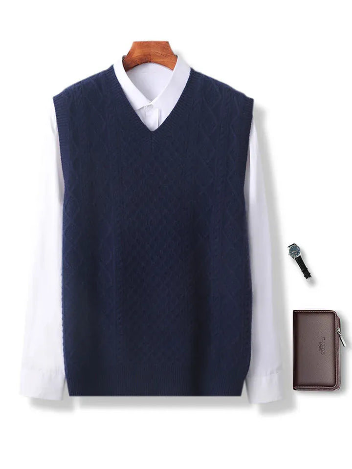 Merino Wool Mens Thick Warm VNeck Sweater Vest