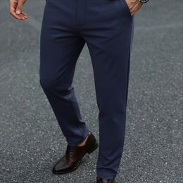 KissICON Navy Color / UK 29 Mens AllSeason Stretch Dress Pants Slim Fit Comfort
