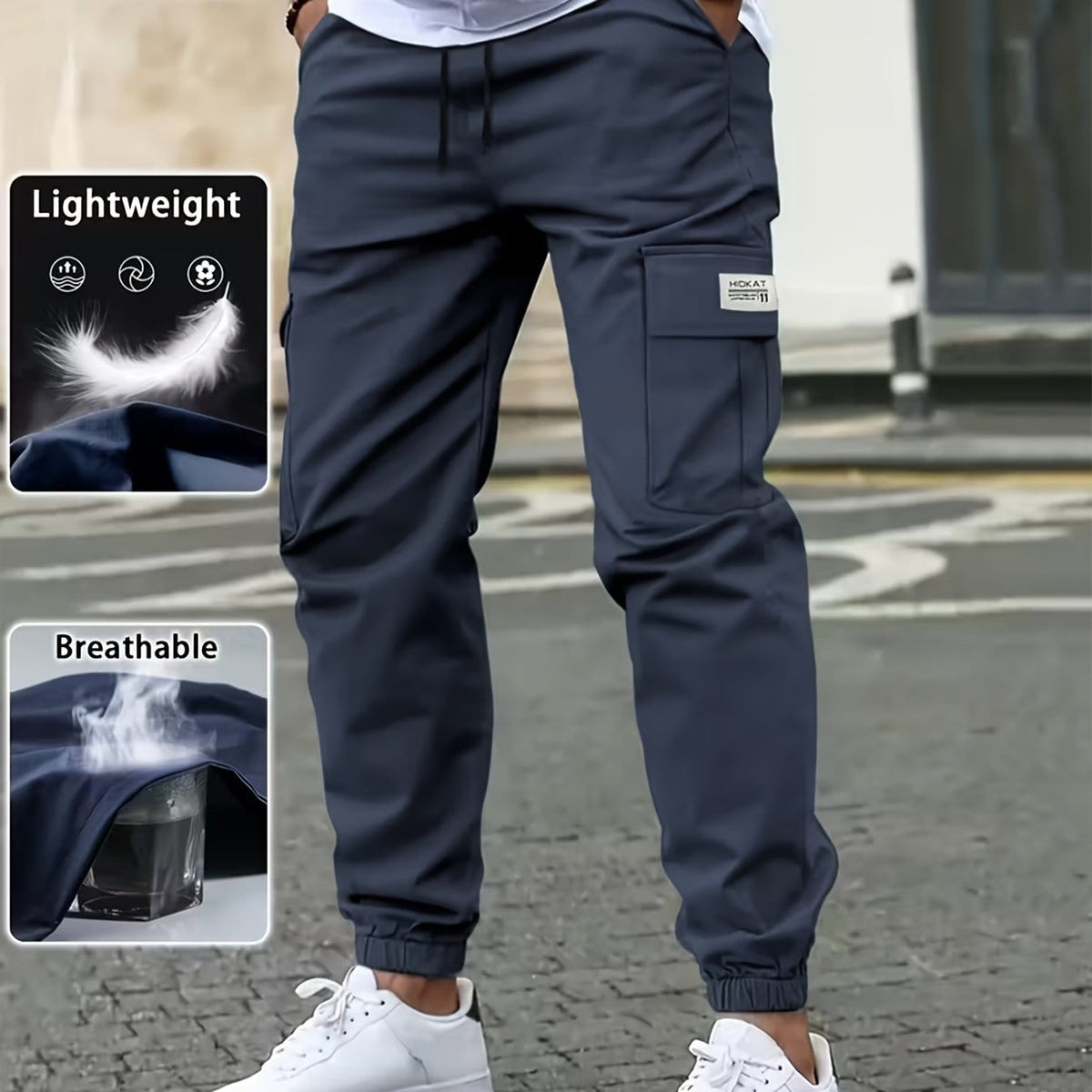 KissICON Navy Color / UK 31 Mens MultiPocket AllSeason Cargo Pants