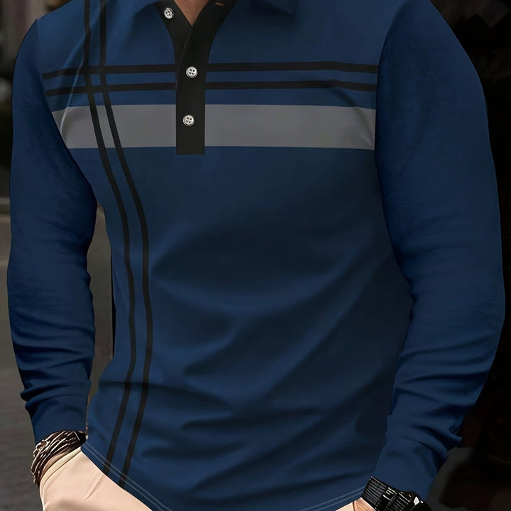 Mens Long Sleeve Striped Stretch Ribbed Fitness Shirt