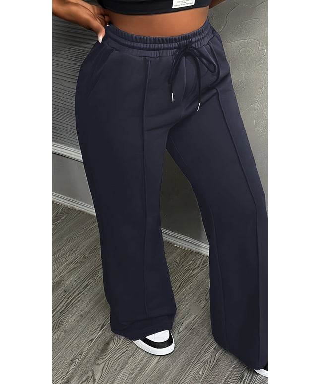 jkthpu-45 Navy Plus Size NonStretch Joggers Casual  Chic