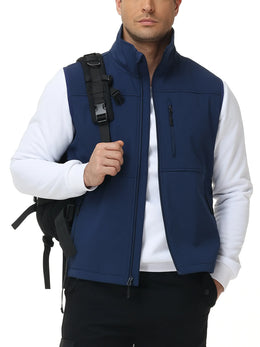 KissICON Navy / S Mens Windproof Softshell Thick Vest Comfort Pockets Sports Ready