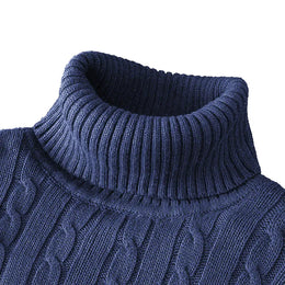 KissICON Navy / XXL / China Mainland Mens Slim Fit Turtleneck Heavyweight Knit Pullover Sweater