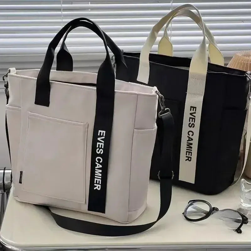 Dropshipman New Casual Tote Large Capacity Shoulder Bag Nylon Waterproof Canvas Handbag Simple Fashion Messenger Bags For Schoolgirl