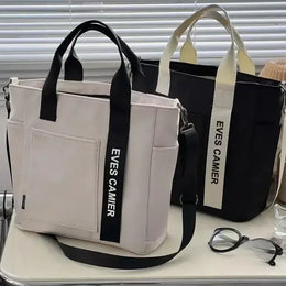 Dropshipman New Casual Tote Large Capacity Shoulder Bag Nylon Waterproof Canvas Handbag Simple Fashion Messenger Bags For Schoolgirl