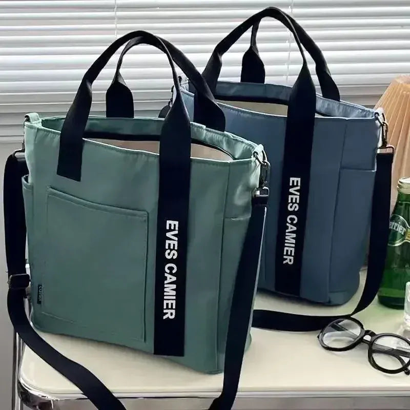 Dropshipman New Casual Tote Large Capacity Shoulder Bag Nylon Waterproof Canvas Handbag Simple Fashion Messenger Bags For Schoolgirl