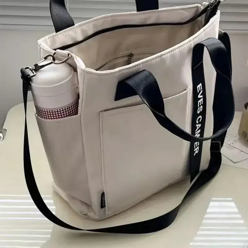 Dropshipman New Casual Tote Large Capacity Shoulder Bag Nylon Waterproof Canvas Handbag Simple Fashion Messenger Bags For Schoolgirl