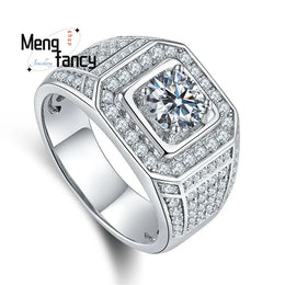 KissICON New Diamond-Encrusted Men's Ring Is A Luxurious And Elegant Classic Full Sky Star Ring Fashion Exquisite Elegant Jewelry Luxury