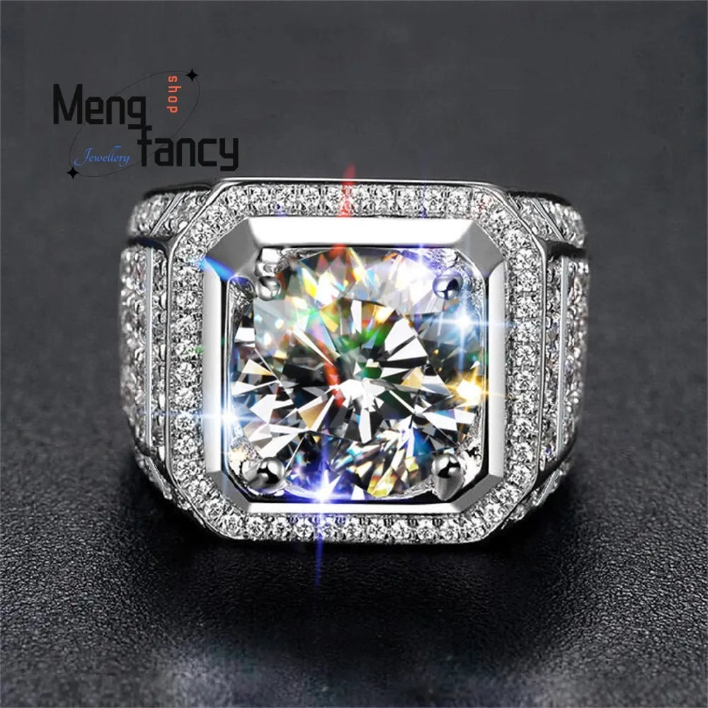 KissICON New Diamond-Encrusted Men's Ring Is A Luxurious And Elegant Classic Full Sky Star Ring Fashion Exquisite Elegant Jewelry Luxury