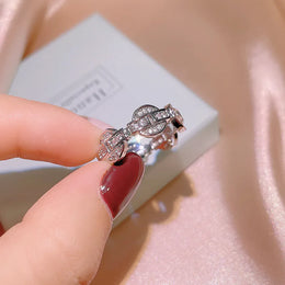 KissICON New Exquisite Ring for Women925 Silver Plated Hollow Ring Shiny Zircon Jewelry Fashion Wedding Bridal Jewelry Christmas Gift