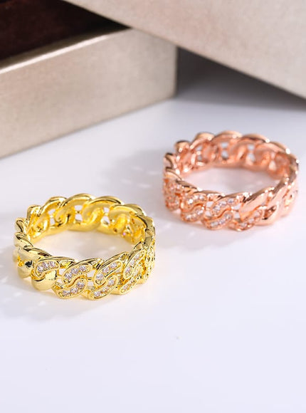 KissICON New Fashion 2 Color Eternity Band S925 Silver Plated Ring for Women Chain Geometric Ring Gift Jewelry Wedding Bridal Jewelry