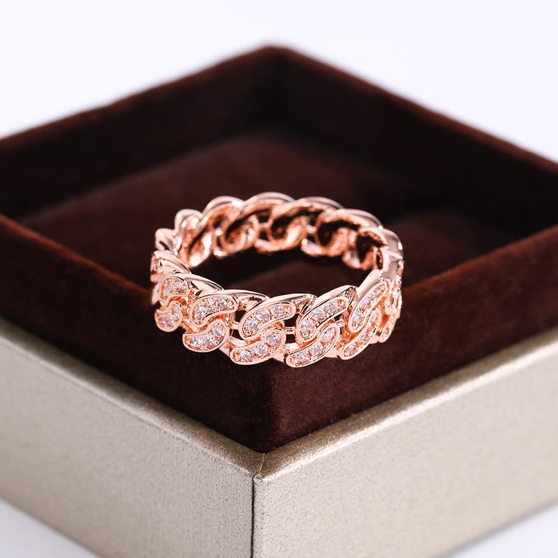 KissICON New Fashion 2 Color Eternity Band S925 Silver Plated Ring for Women Chain Geometric Ring Gift Jewelry Wedding Bridal Jewelry