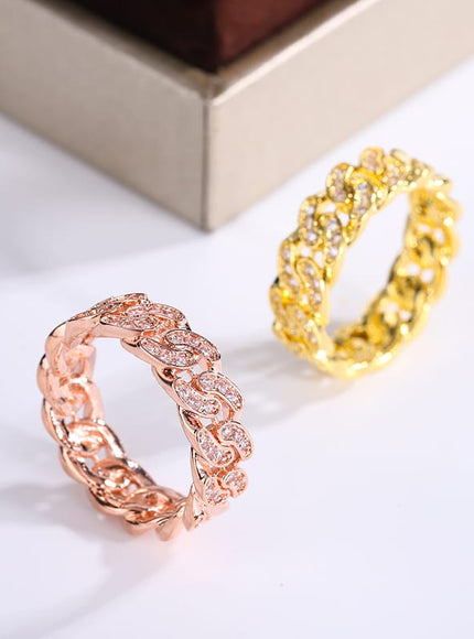 KissICON New Fashion 2 Color Eternity Band S925 Silver Plated Ring for Women Chain Geometric Ring Gift Jewelry Wedding Bridal Jewelry