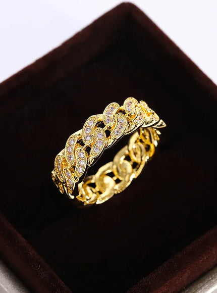 KissICON New Fashion 2 Color Eternity Band S925 Silver Plated Ring for Women Chain Geometric Ring Gift Jewelry Wedding Bridal Jewelry
