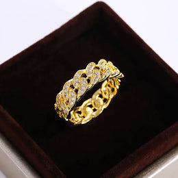 KissICON New Fashion 2 Color Eternity Band S925 Silver Plated Ring for Women Chain Geometric Ring Gift Jewelry Wedding Bridal Jewelry