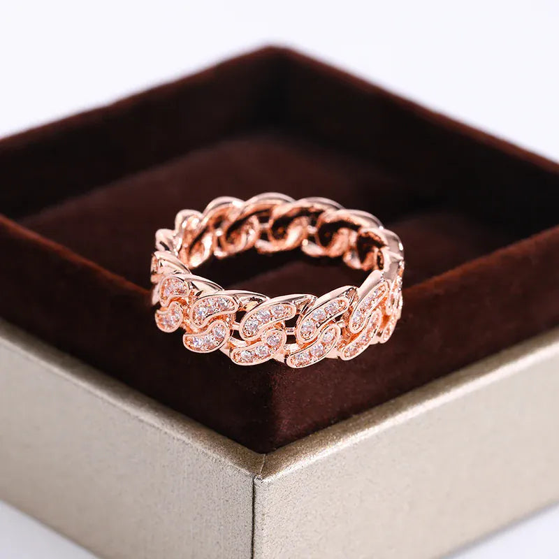 KissICON New Fashion 2 Color Eternity Band S925 Silver Plated Ring for Women Chain Geometric Ring Gift Jewelry Wedding Bridal Jewelry
