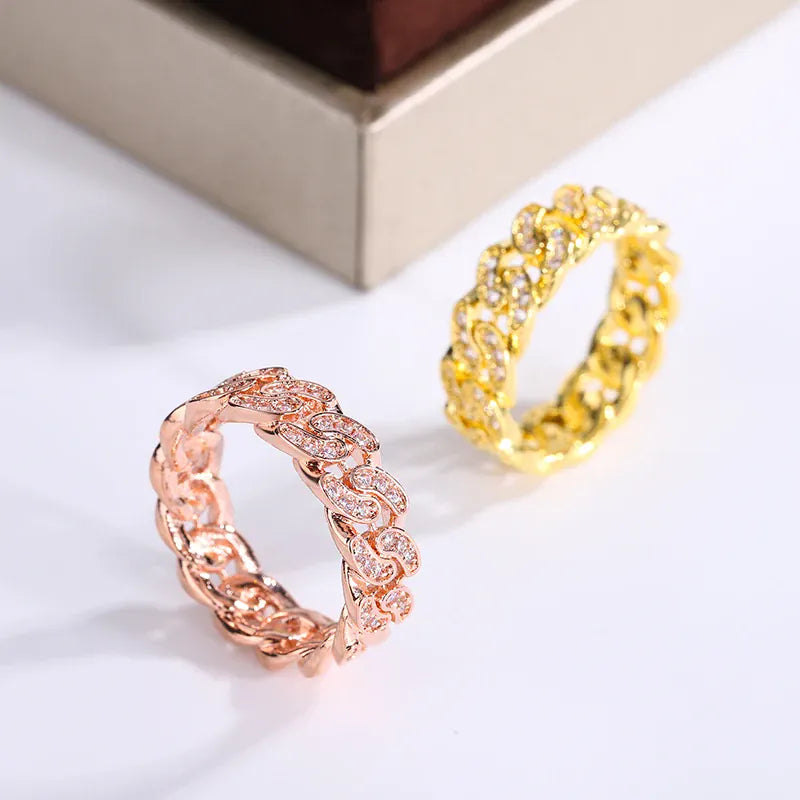 KissICON New Fashion 2 Color Eternity Band S925 Silver Plated Ring for Women Chain Geometric Ring Gift Jewelry Wedding Bridal Jewelry