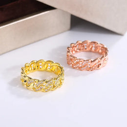 KissICON New Fashion 2 Color Eternity Band S925 Silver Plated Ring for Women Chain Geometric Ring Gift Jewelry Wedding Bridal Jewelry