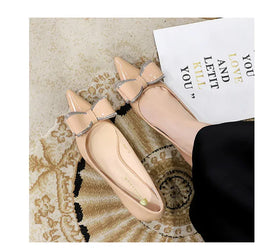 KissICON New Fashion Street Style Patent Leather Rhinestone Butterfly-knot