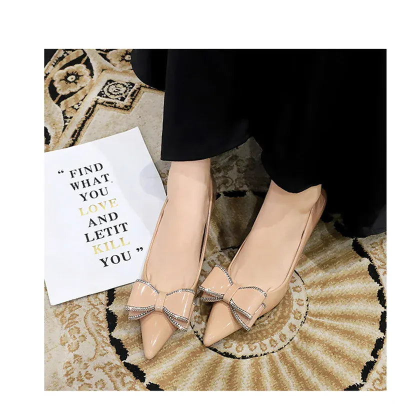 KissICON New Fashion Street Style Patent Leather Rhinestone Butterfly-knot