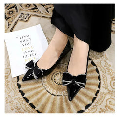KissICON New Fashion Street Style Patent Leather Rhinestone Butterfly-knot