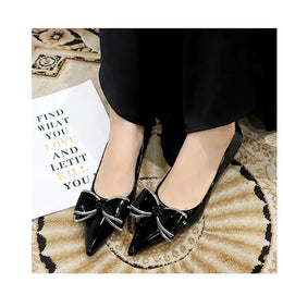 KissICON New Fashion Street Style Patent Leather Rhinestone Butterfly-knot