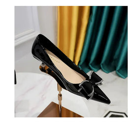 KissICON New Fashion Street Style Patent Leather Rhinestone Butterfly-knot