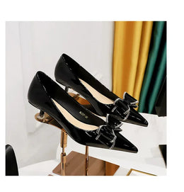 KissICON New Fashion Street Style Patent Leather Rhinestone Butterfly-knot