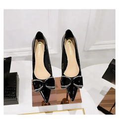 KissICON New Fashion Street Style Patent Leather Rhinestone Butterfly-knot