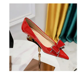 KissICON New Fashion Street Style Patent Leather Rhinestone Butterfly-knot