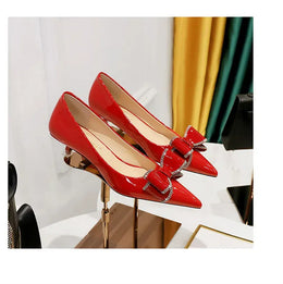 KissICON New Fashion Street Style Patent Leather Rhinestone Butterfly-knot