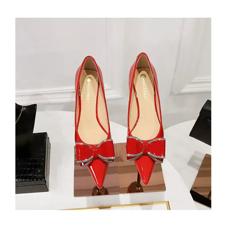KissICON New Fashion Street Style Patent Leather Rhinestone Butterfly-knot