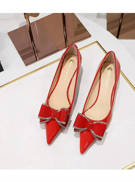 KissICON New Fashion Street Style Patent Leather Rhinestone Butterfly-knot
