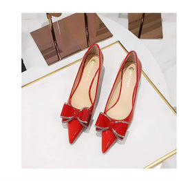 KissICON New Fashion Street Style Patent Leather Rhinestone Butterfly-knot