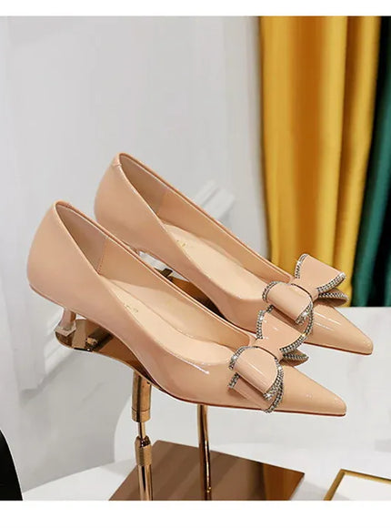 KissICON New Fashion Street Style Patent Leather Rhinestone Butterfly-knot