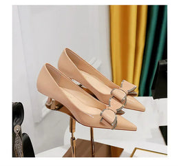 KissICON New Fashion Street Style Patent Leather Rhinestone Butterfly-knot
