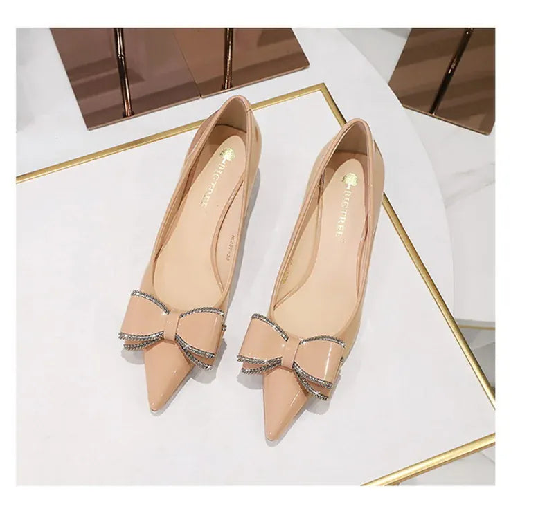 KissICON New Fashion Street Style Patent Leather Rhinestone Butterfly-knot