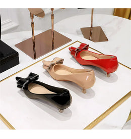 KissICON New Fashion Street Style Patent Leather Rhinestone Butterfly-knot