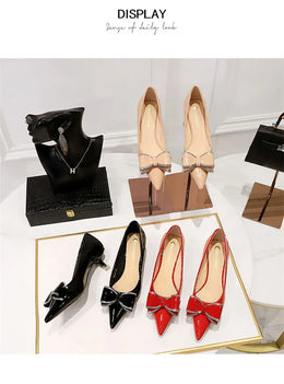 KissICON New Fashion Street Style Patent Leather Rhinestone Butterfly-knot