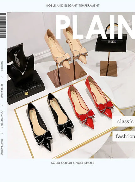 KissICON New Fashion Street Style Patent Leather Rhinestone Butterfly-knot